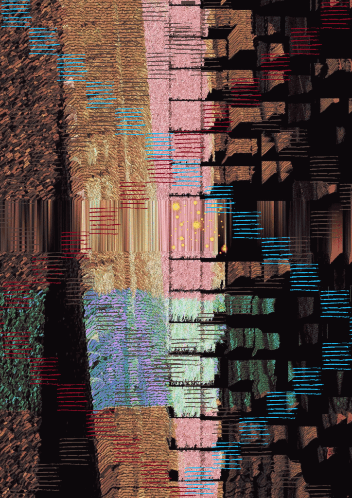 A computer modulated image of alleyway in Des Moines, IA.